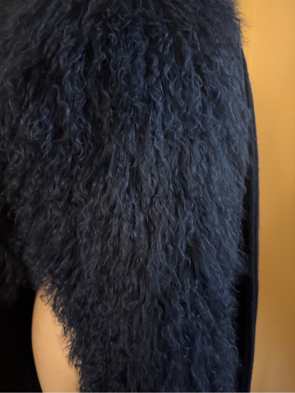 Elizabeth and James Deep Blue Faux Fur Cape Coat - Picture 2 of 8